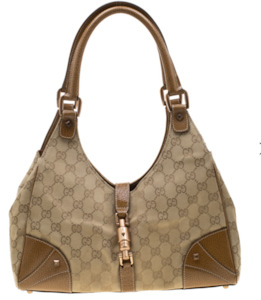 Gucci Beige GG Canvas and Leather Jackie Hobo