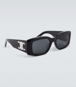 100 300: Celine Black Acetate Rectangular Sunglasses with Triomphe Detail – FULL SET