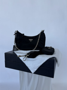 Prada Re-Editon 2005 Black Nylon Crossbody Bag - FULL SET