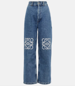 Bottoms: Loewe Anagram wide leg Jeans in Denim