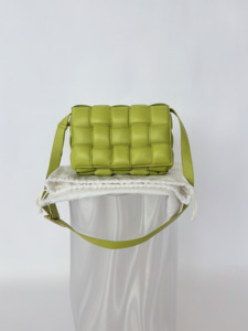 Bottega Veneta Nappa Maxi Intreccio Padded Cassette Crossbody Bag in Kiwi