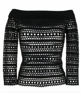 Alaïa Open-Knit Off-Shoulder Longsleeved Top