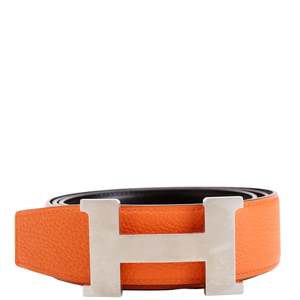 1000 1999: Hermès Constance H Belt Reversible Epsom leather in Orange and Black