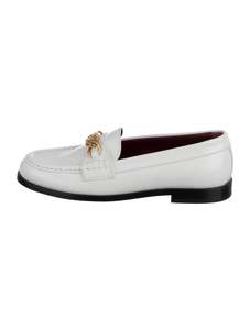 Valentino White Leather Loafers w Chain