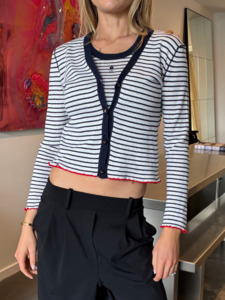 1000 1999: Christian Dior White/Navy Stripe Cardigan & Tank SET