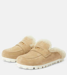 1000 1999: Miu Miu Shearling-Lined Suede Mules