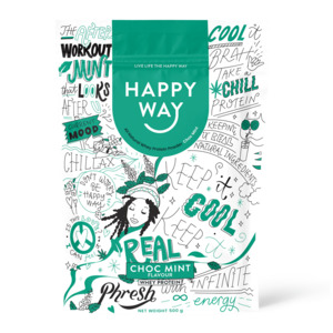 Happy Way Choc Mint Whey Protein Powder 500g