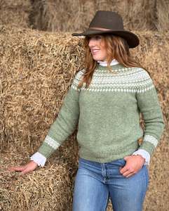 Harley Fairisle Knitwear: Harley Crossbred Jades Diary & White Jumper