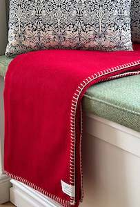 Blanket Stitch Throws: Cherry NZ Wool Blanket Stitch Throw