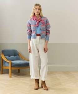 Brora Fair Isle Cardigan - Glacier - 100% Pure Wool