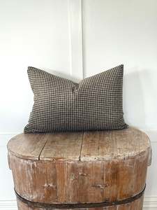 New Arrivals: The Heritage Cushion - Hounstooth Camel and Chocolate