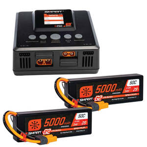 Rc Accessories 1: Spektrum Smart Powerstage 4S Surface Bundle: (2) G2 5000mAh 2S LiPo IC5 & S250 Charger by Spektrum