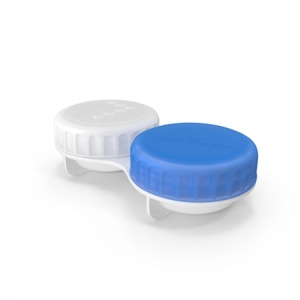 Flat Screw Top Lens Case - Blue - Eye Care Solutions
