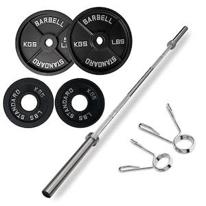 120KG Barbell Combo: 2.2m Olympic Bar+100KG Cast Iron Plates