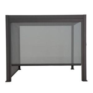 Louvred Black Colour Pergola 3x4m + 3 Blinds Set