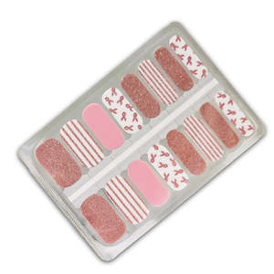 Pink Ribbon Parade Nail Polish Nailwraps – Glitter, Stripes & Ribbons