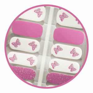 Beautiful Creatures: Crimson and Silver Butterflies Nailwrap Set