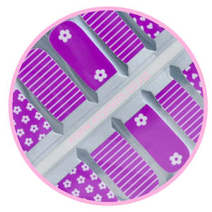 Happy Purple Flowers & Stripes Kids Size Nailwraps
