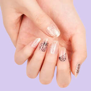 Themes: Black & White Spiderweb Nailwraps – Halloween Gel-Style Design