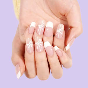 Christmas Blush Bow French Tip Gel Wraps