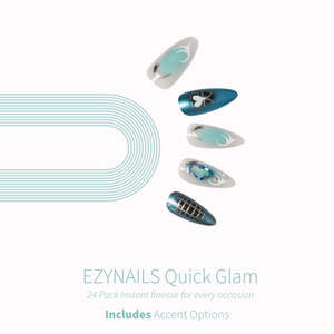 Romance: EZYNAILS Quick Glam – Teal Luxe Press On Nails (24 Pack)