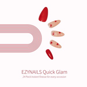Romance: EZYNAILS Quick Glam – Red Heart Press On Nails (24 Pack)