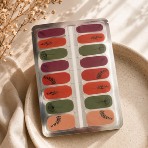 Red: Earth Sketch | Botanical Line Art Nail Wraps