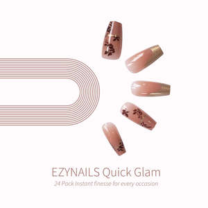 Press On Nails 1: Quick Glam Mocha Bloom Gold-Tip Press-On Nails