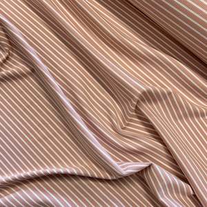 Striped: Cotton Spandex Striped Rib - Dusky & White