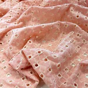 Embroidery: Diamond Eyelet Embroidered Cotton - Pink