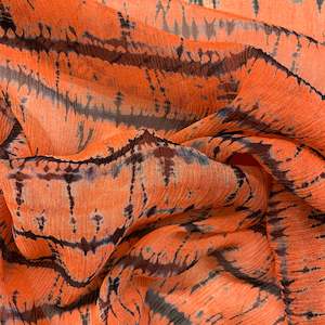 Printed Silk Yoryu Crinkle Chiffon Deadstock - Turmeric