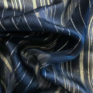 Silk: Silk Lurex Stripe Deadstock - Midnight Blue