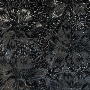 Sequined Floral Velvet - Black