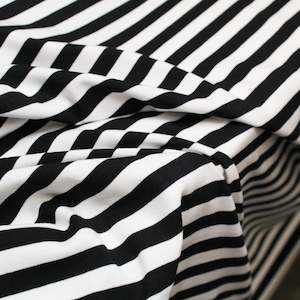 T Shirt Knits: Cotton Spandex Mini Stripe - Black/White
