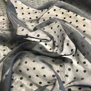 Chiffon Georgette Organza: Polka Dot Organza - Black/Black