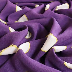 Deadstock: Printed Spot Viscose Crepe - Purple and Citrus