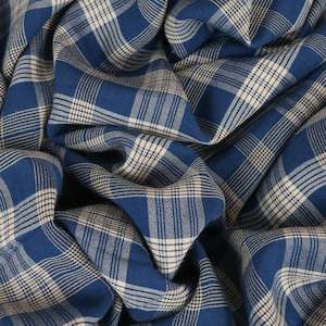 Viscose: Viscose Verity Houndstooth Check Designer End - Blue