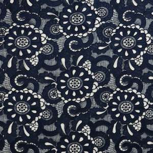 Nicola Embroidered Lace Designer End – Navy Blue (Limited Stock)