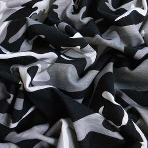 All Fabric: Cotton Camo T-Shirting Single Jersey - Black White