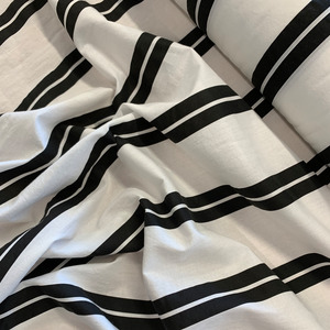 All Fabric: Macy Washed Cotton Stripe Print Deadstock - Black/White