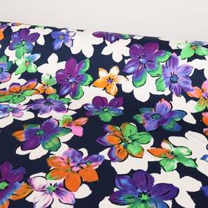 Stretch Cotton Sateen Print - Mandevilla