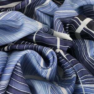 Printed: Lightweight Silk Cotton Georgette Print Deadstock - Ocean Flow