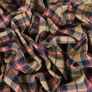Brushed Cotton Plaid Deadstock - Beige Tartan
