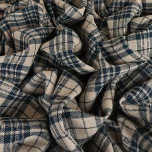 Brushed Cotton Plaid Deadstock - Mushroom & Dark Navy