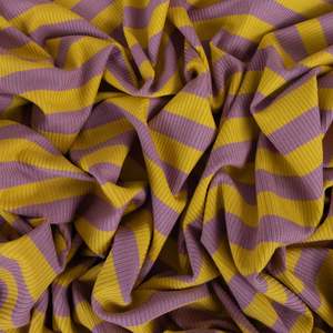 Aruba Rayon Spandex Striped Rib - Mauve & Mustard