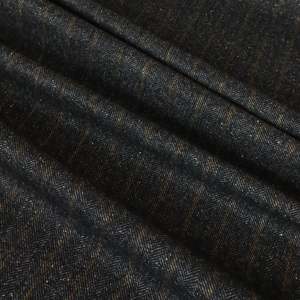 Fabric Wool: Wool Silk Suiting Designer End Deadstock 230gsm – Charcoal Herringbone Stripe