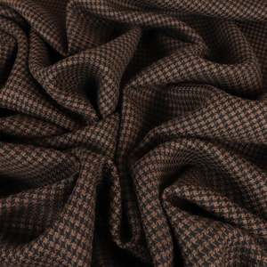 Fabric Wool: Italian 100% Wool Houndstooth Suiting Deadstock 220gsm - Espresso & Black (Last Chance)