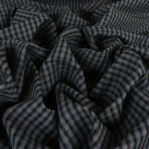 Italian Midweight Stretch Plaid Viscose Blend - Black, Grey & Mallard