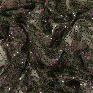 All Fabric: Glitter Dot Mesh Deadstock - Khaki & Purple