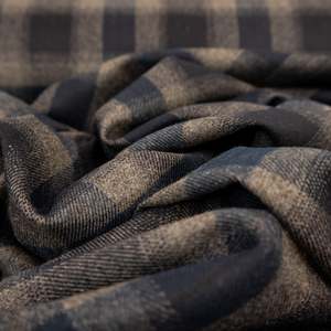 Brushed Cotton Plaid Deadstock 210gsm - Grey & Ink